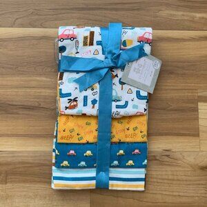 Cribmates Baby Receiving Nursing Blankets Set of 4 Flannel Cars Swaddle